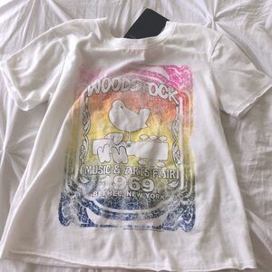 Brandy Melville Cropped White Woodstock Shirt